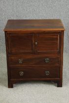 A George III style mahogany bedside cabinet, 19th century. H.72 W.66 D.44cm.