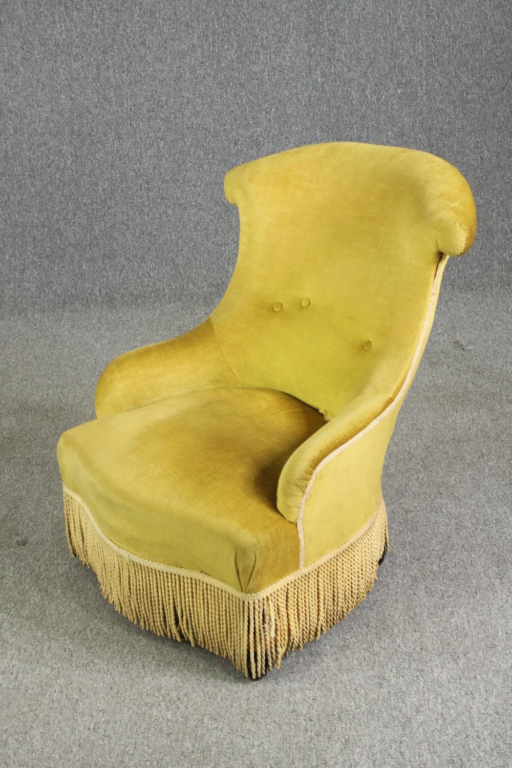 A Victorian wing back upholstered easy chair. - Image 6 of 6