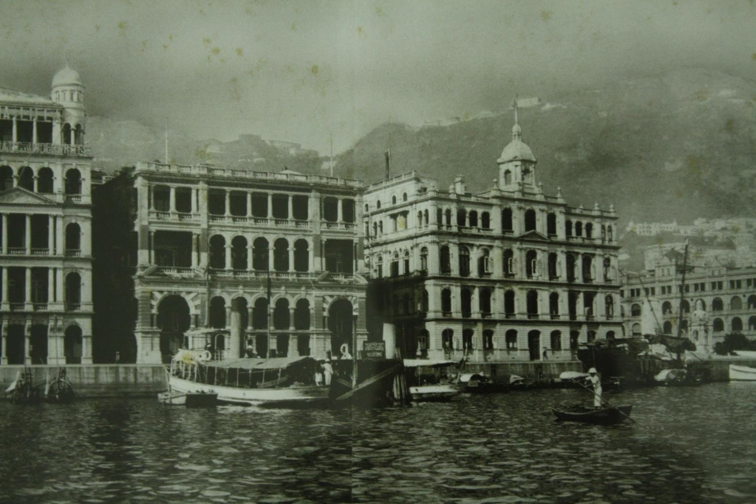 Two photographic views of Victoria Harbour, Hong Kong, dated 1924 and 1936 to the reverse, framed - Image 2 of 6