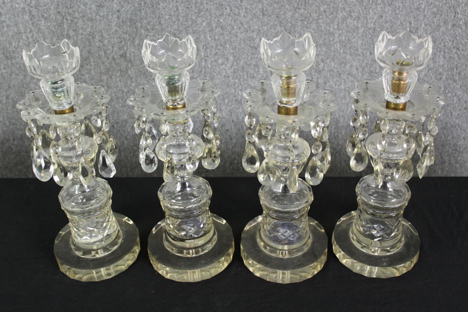 A set of four cut glass lustres, 19th century. H.39cm. (each). - Bild 2 aus 10