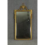 A neoclassical style gilded pier mirror, probably early 20th century. H.125 W.60cm.