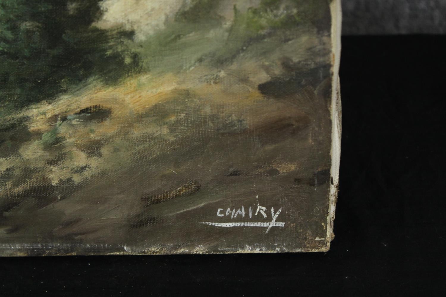 Antonio Chavry, Alpine scene, oil on canvas, unframed, signed. H.55 W.110cm. - Image 3 of 4
