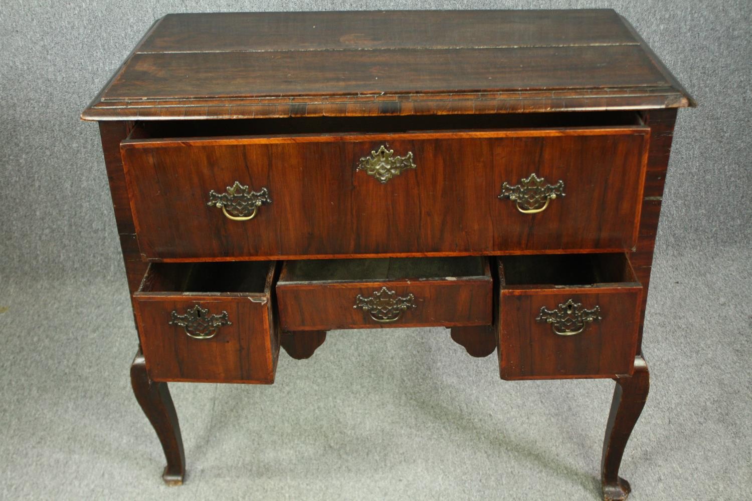 A George I walnut and feather strung lowboy. H.92 W.103 D.54cm. - Image 6 of 8