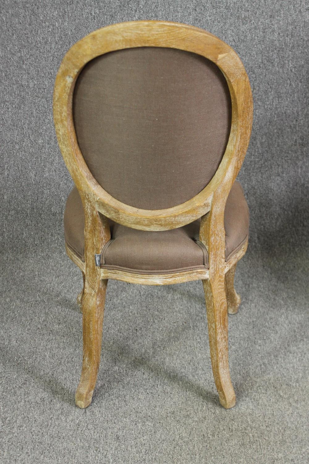 A set of eight Flamant French style limed oak and upholstered dining chairs, including two carvers - Image 5 of 11