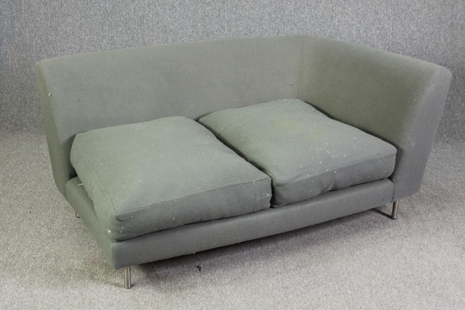 A contemporary corner sofa on chrome supports. H.72 W.150 D.98cm. - Image 2 of 4