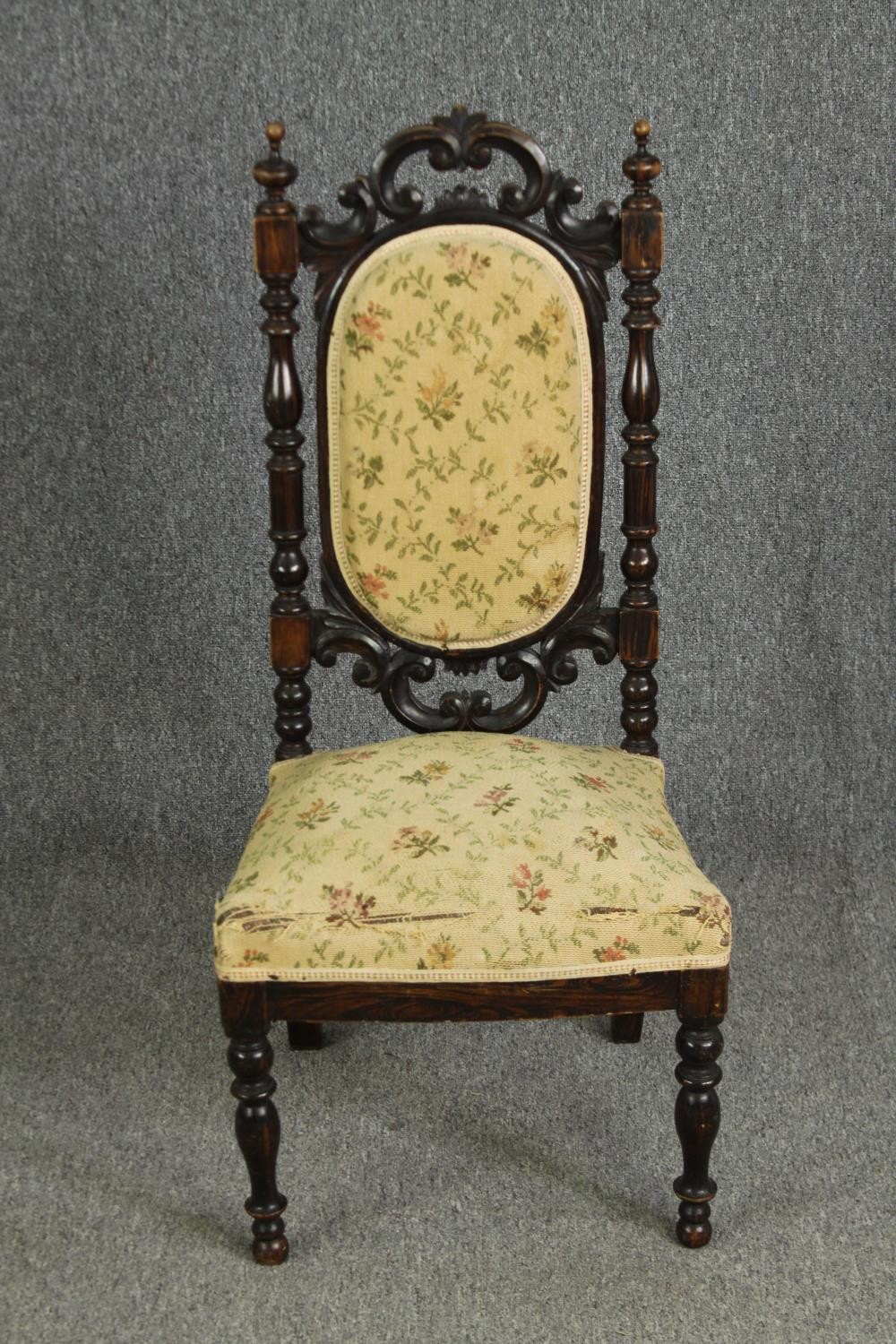 A Victorian carved side chair. H.97cm.