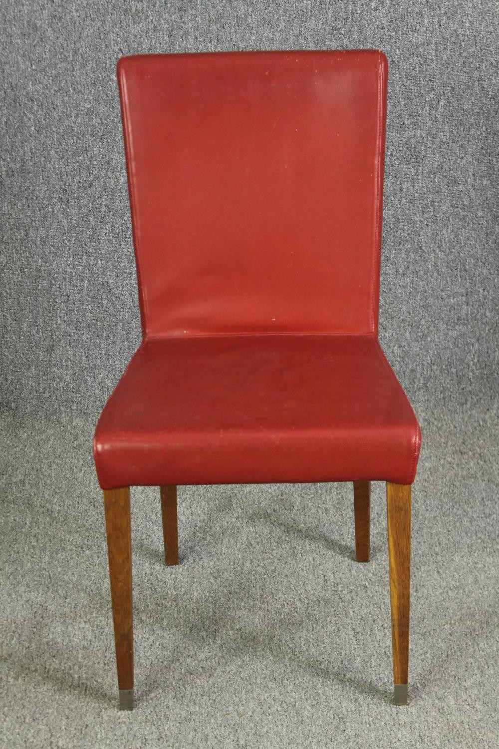A set of four leather upholstered dining chairs. H.90cm. (each). - Image 2 of 6