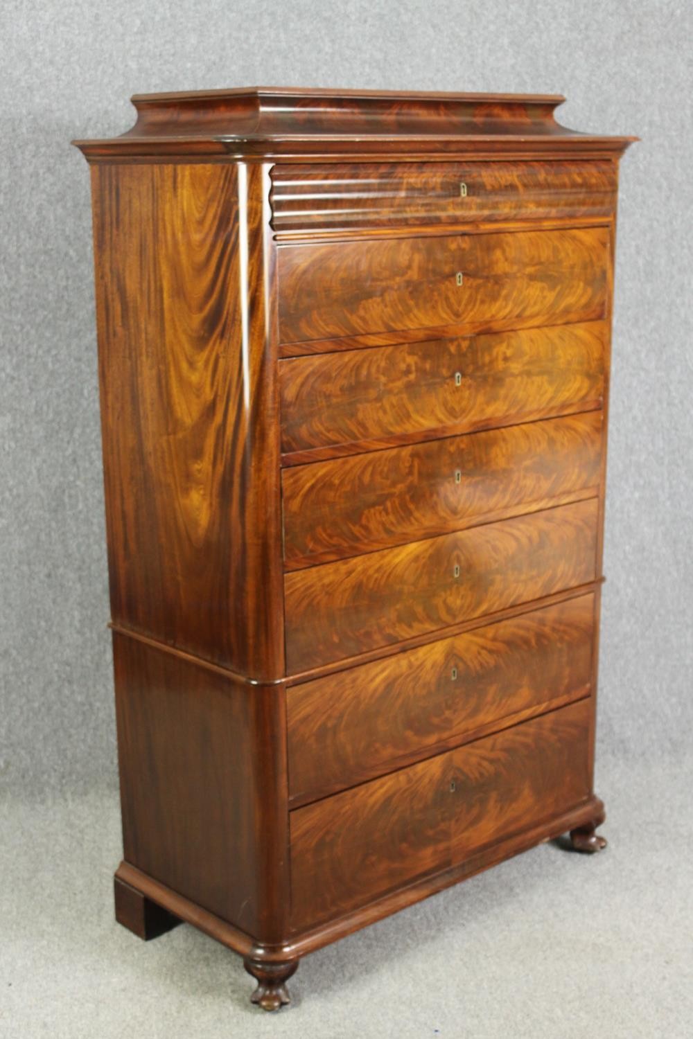 A French two sectioned walnut semanier, circa 1860. H.162 W.100 D.51cm. - Bild 2 aus 6