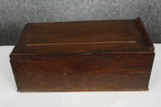 An antique mahogany box. H.22 W.35 D.12cm.