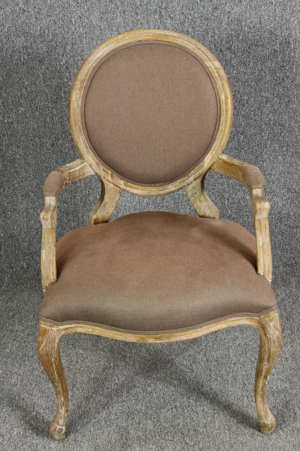 A set of eight Flamant French style limed oak and upholstered dining chairs, including two carvers - Image 7 of 11