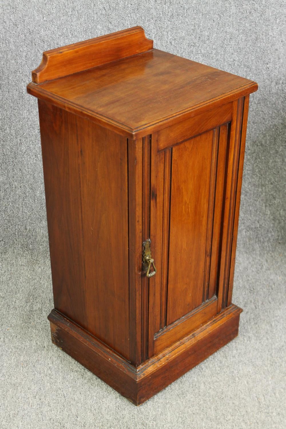 A pair of late Victorian walnut pot cupboards. H.83 W.39 D.35cm. (each). Not an exact pair. - Image 3 of 9