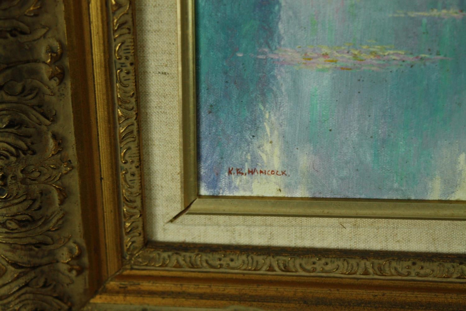 K.B. Hanock (1925-2014) An Impressionist style oil on canvas of the water lilies at Giverny, signed, - Image 3 of 5