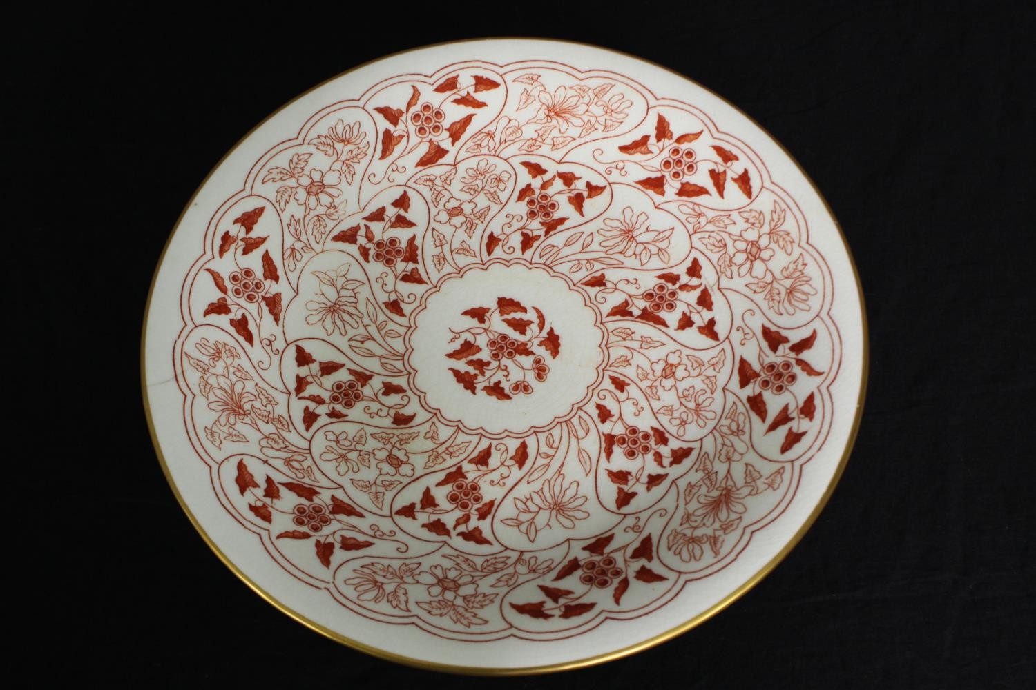 A group of six various 19th century porcelain plates, a cake stand and a cheese dish, including - Image 3 of 13