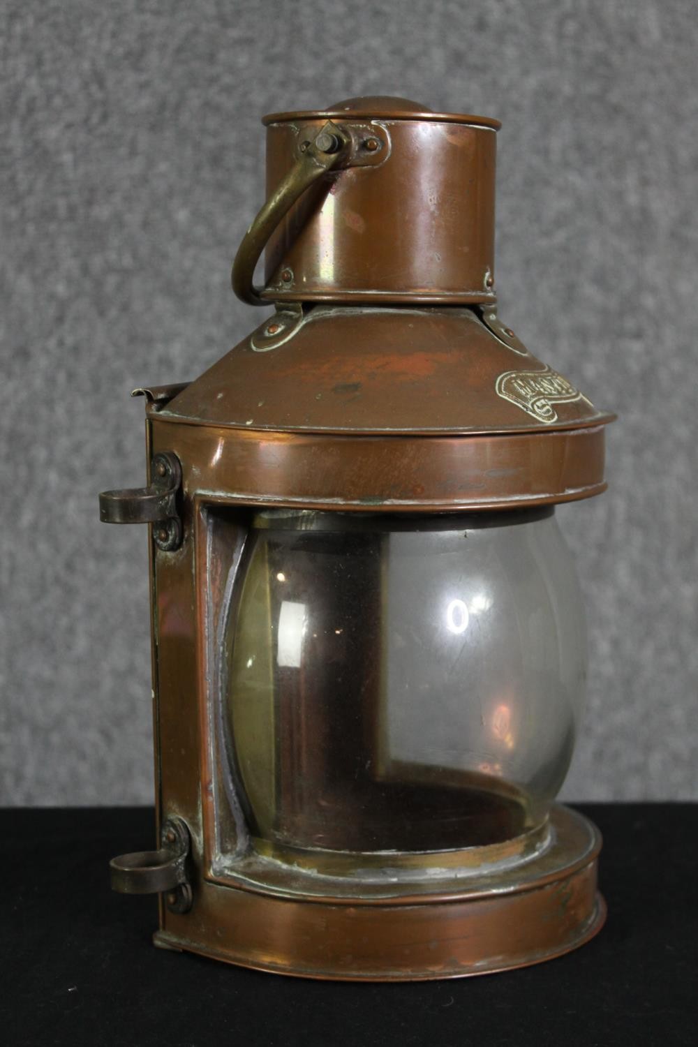 A Masthead copper and glass ship's lantern. H.31cm. - Image 3 of 5