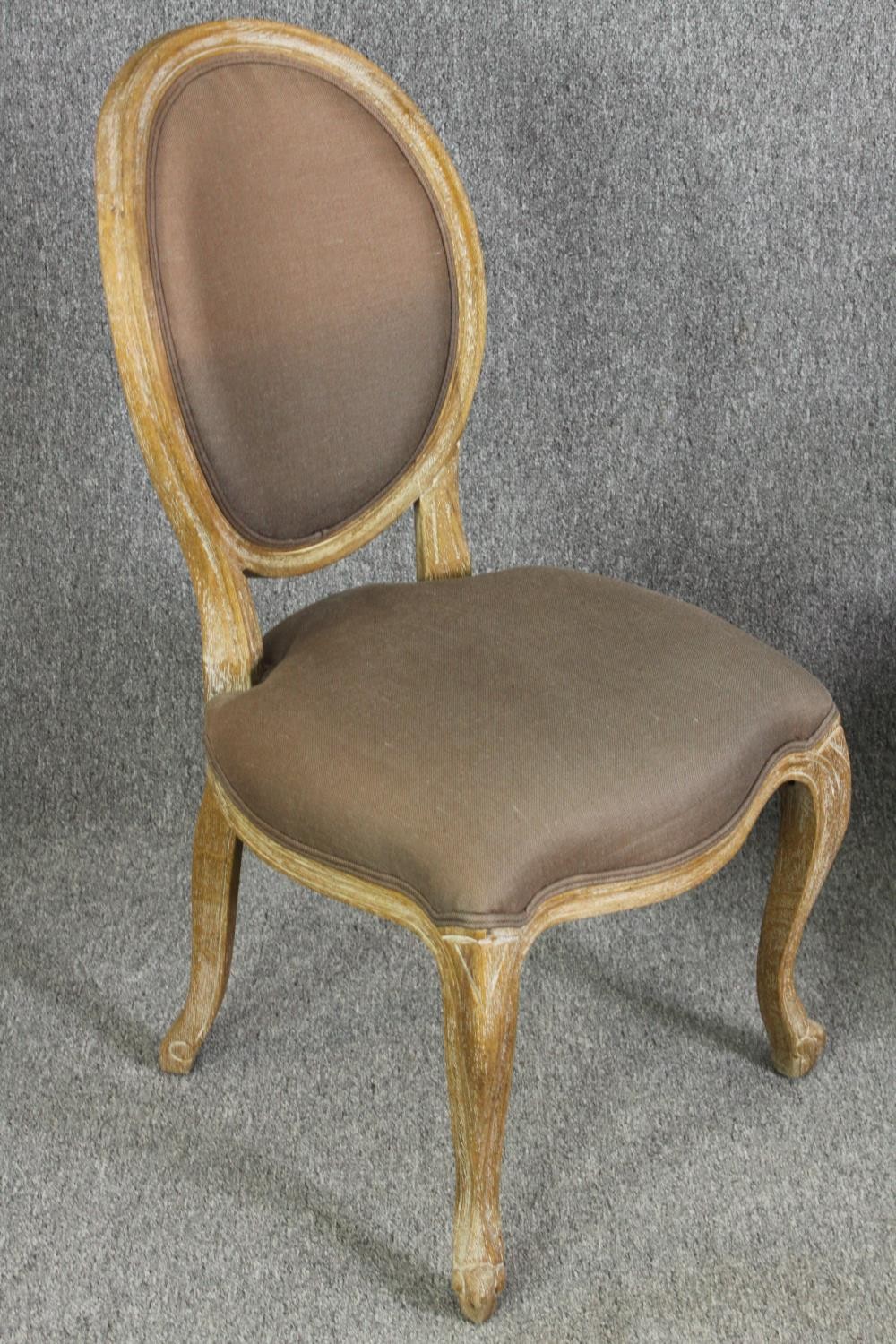 A set of eight Flamant French style limed oak and upholstered dining chairs, including two carvers - Image 3 of 11