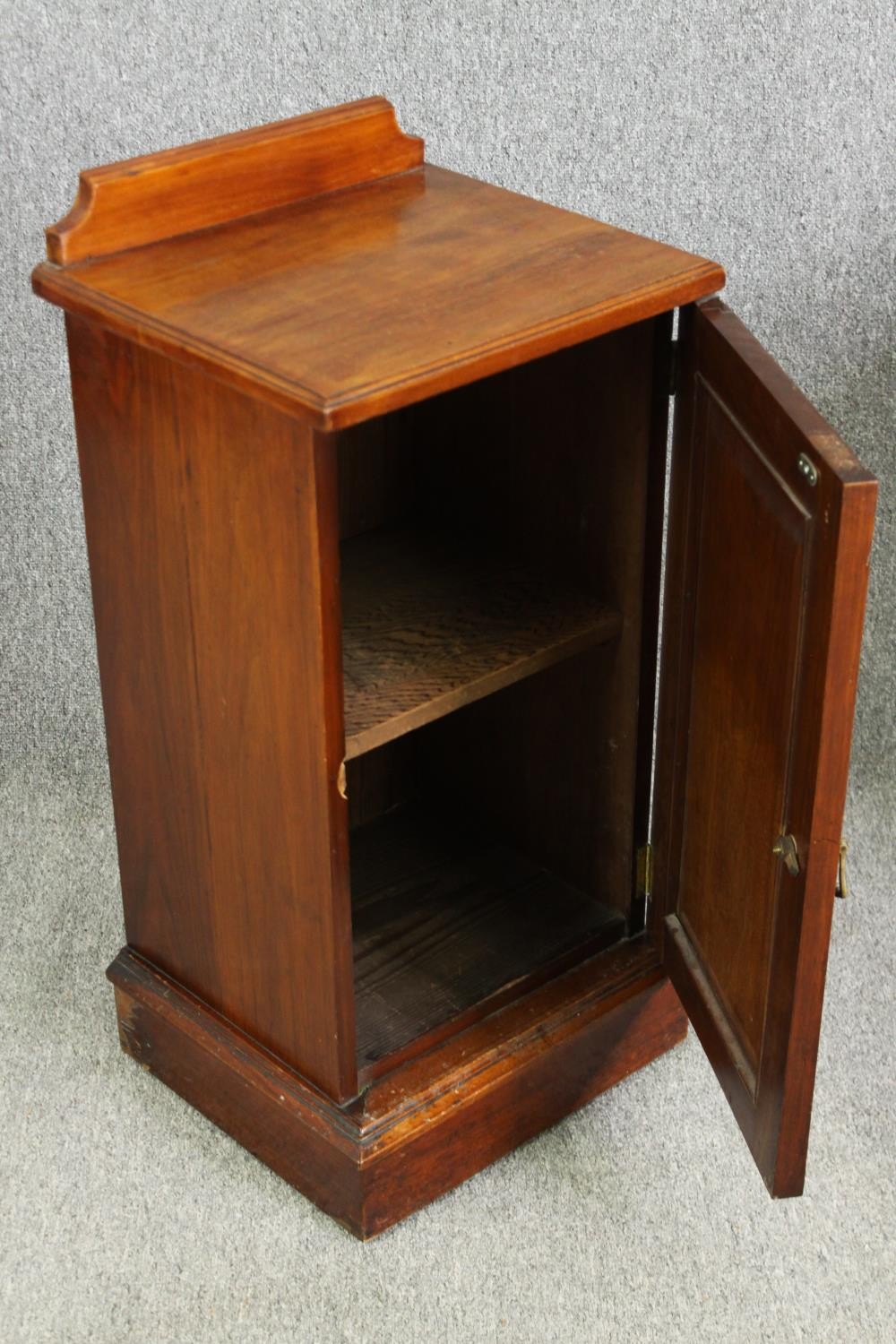 A pair of late Victorian walnut pot cupboards. H.83 W.39 D.35cm. (each). Not an exact pair. - Image 4 of 9