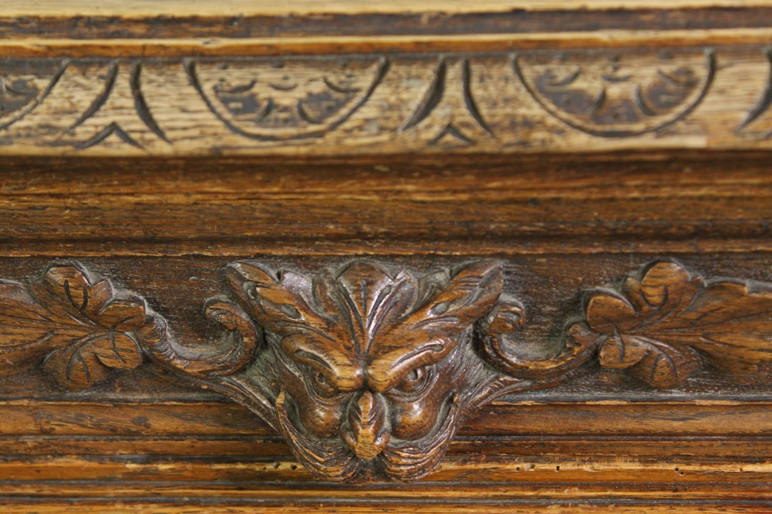 A Victorian carved oak side table, circa 1870, in the 17th century manner, with two frieze - Image 6 of 8