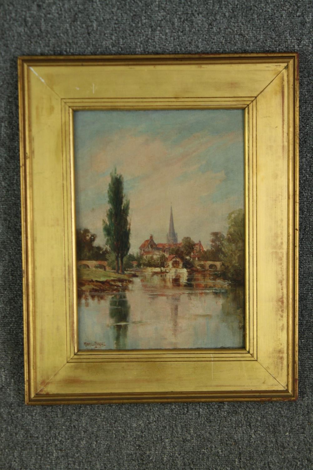 Maurice Randall, oil on board, English country landscape, signed, in a gilt frame. H.50 W.40cm. - Image 2 of 4