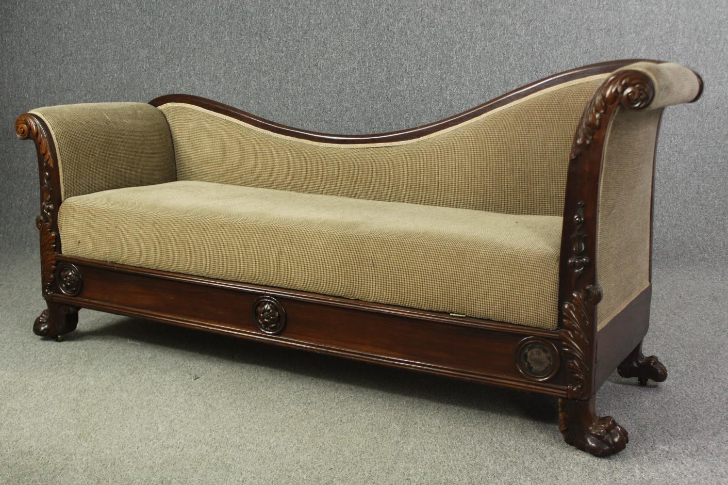 A Victorian style mahogany chaise longue, H.87 W.180 D.61cm. - Image 3 of 10