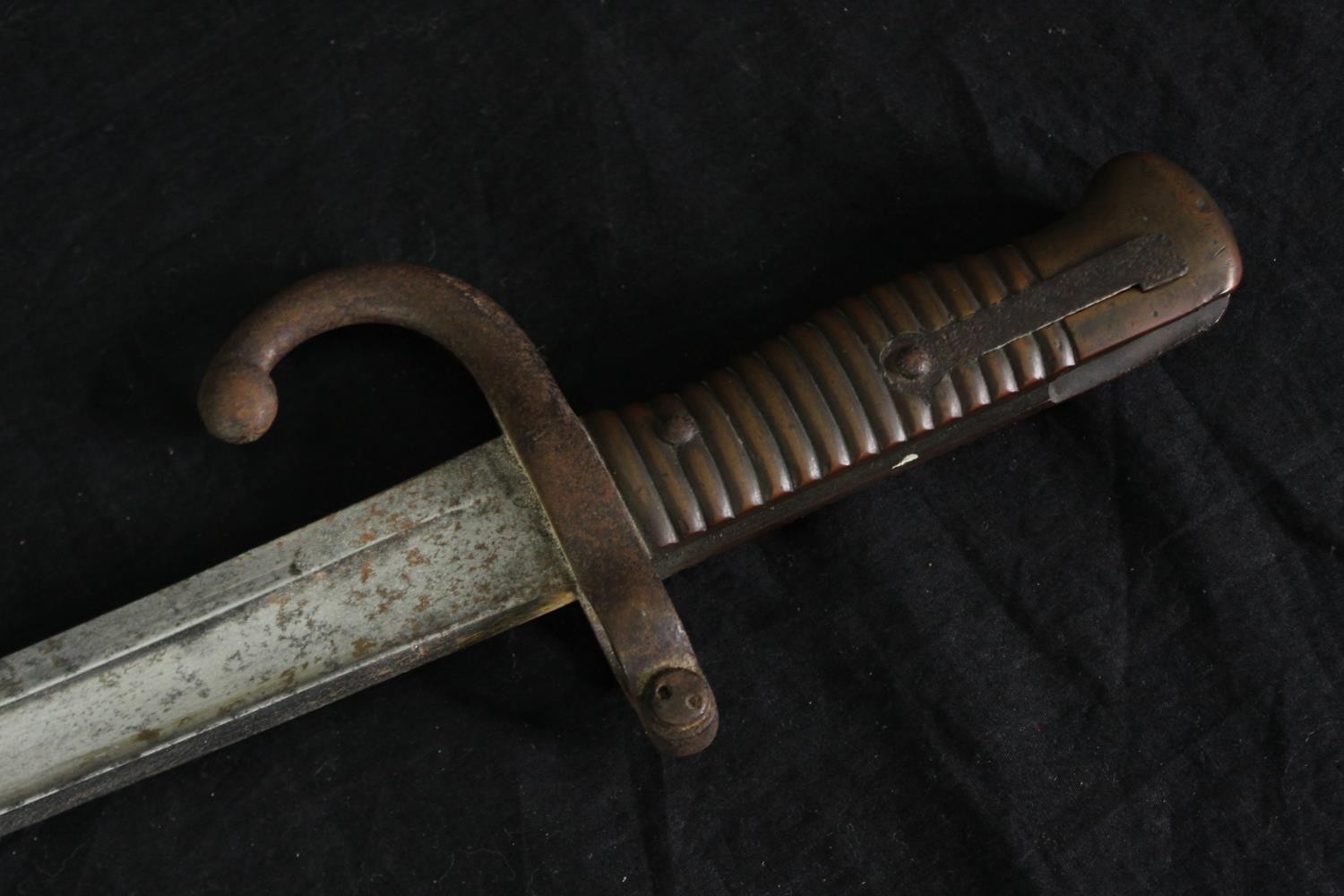 An 1866 pattern French Chassepot sword bayonet. L.71cm. - Image 5 of 7