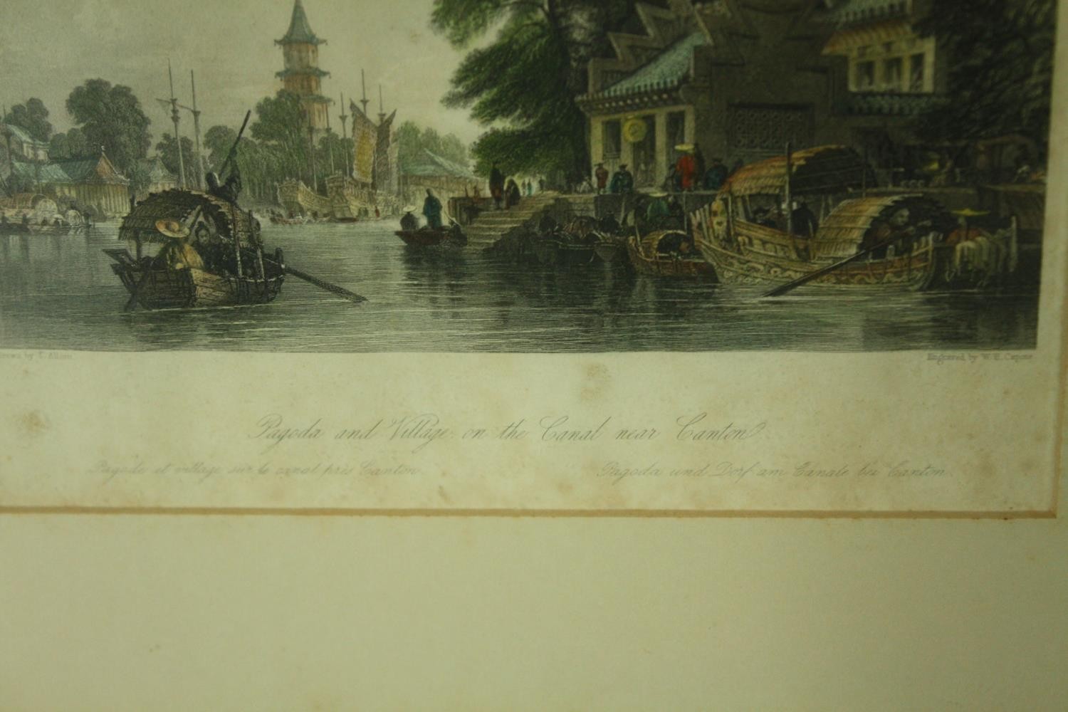 Thomas Allom, two coloured engravings, views of China entitled 'Pagoda and village on the canal near - Image 3 of 7