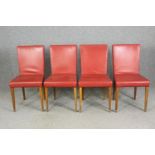 A set of four leather upholstered dining chairs. H.90cm. (each).