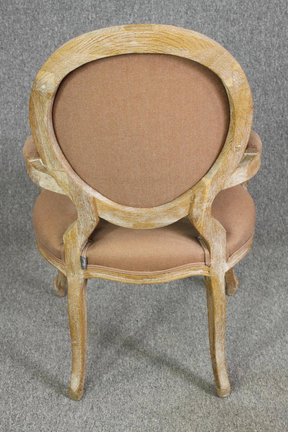 A set of eight Flamant French style limed oak and upholstered dining chairs, including two carvers - Image 10 of 11