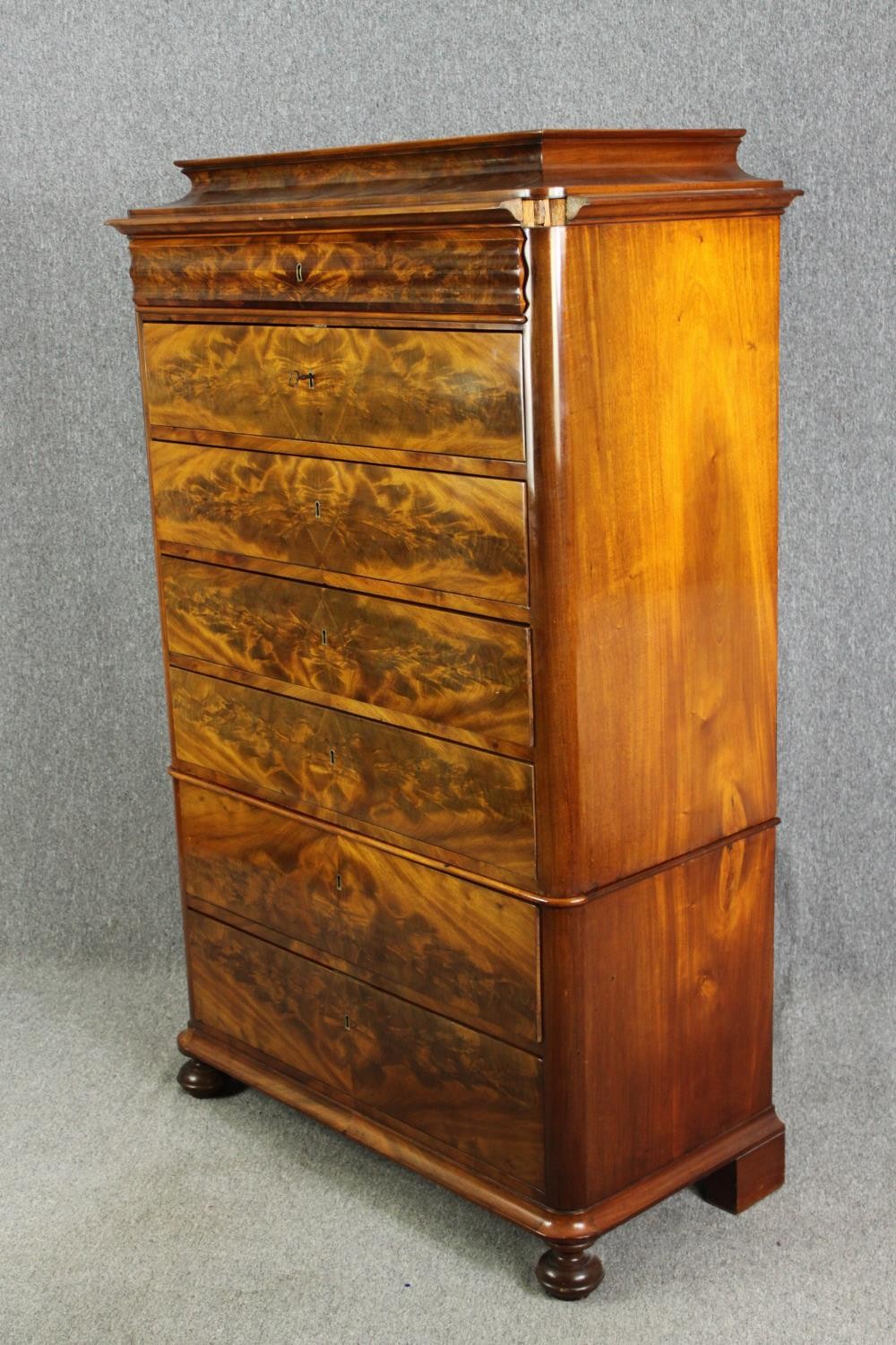 A French two sectioned walnut semanier, circa 1860. H.160 W.102 D.51cm. - Image 3 of 8