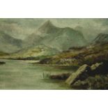 An oil on board, a mountainous landscape with a loch, signed, W.G. Lemon, in an oak frame. H.24 W.