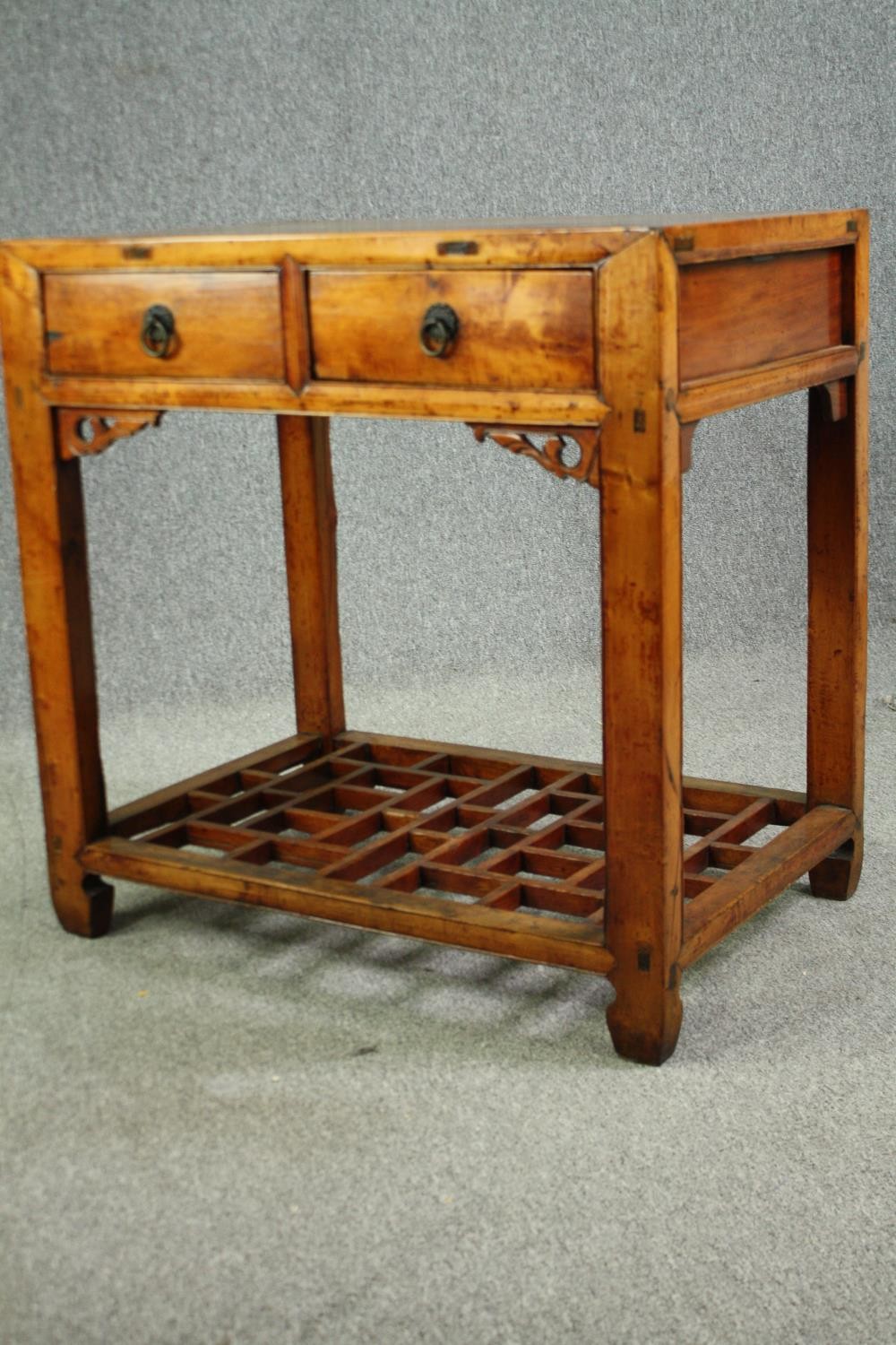 An early 20th century Chinese hardwood side cabinet. H.86 W.85 D.57cm. - Image 4 of 8