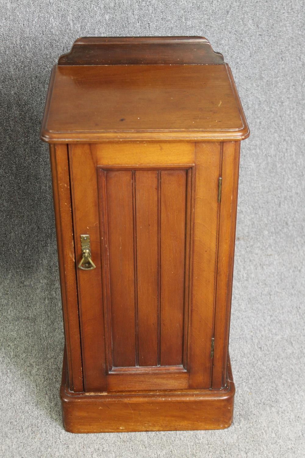 A pair of late Victorian walnut pot cupboards. H.83 W.39 D.35cm. (each). Not an exact pair. - Image 5 of 9