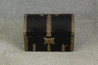A 19th century metal mounted domed casket. H.33 W.48 D.32cm.