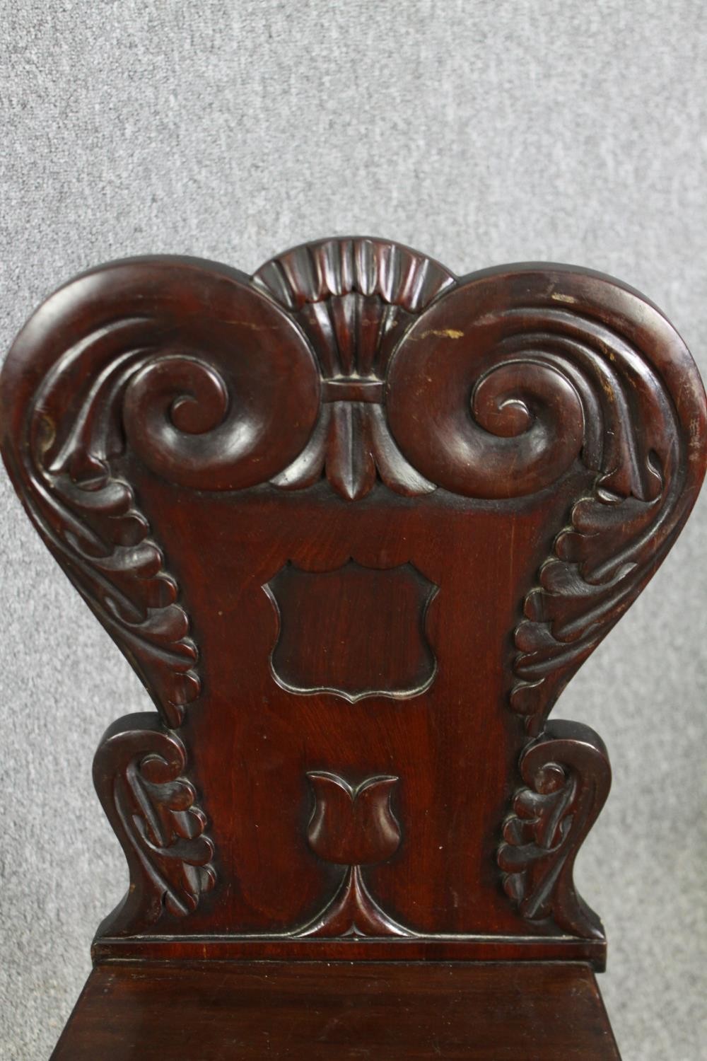 A pair of early Victorian mahogany hall chairs. H.86cm. - Image 6 of 7