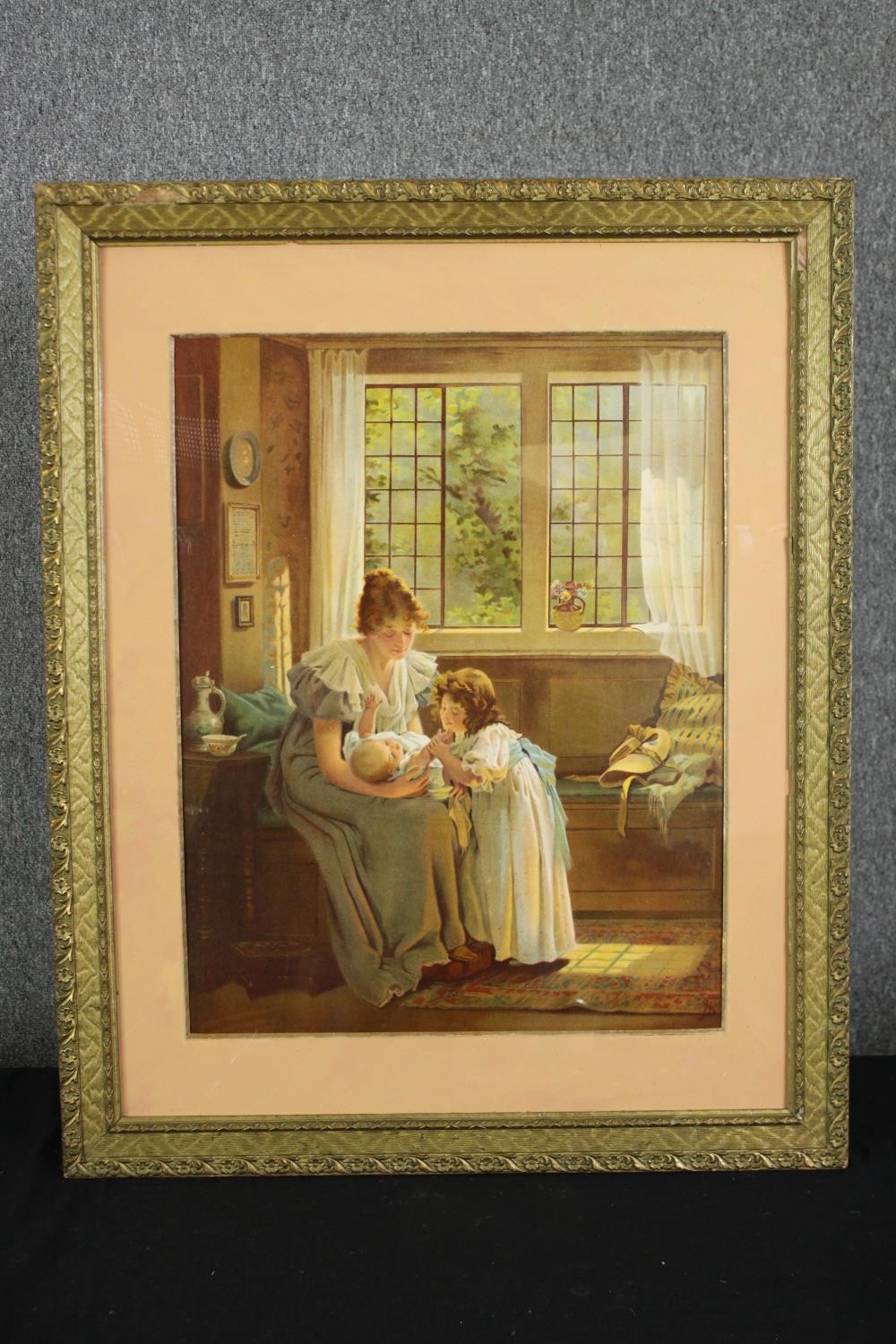 After Lorimer, a print of a mother and child. H.79 W.63cm. - Bild 2 aus 5
