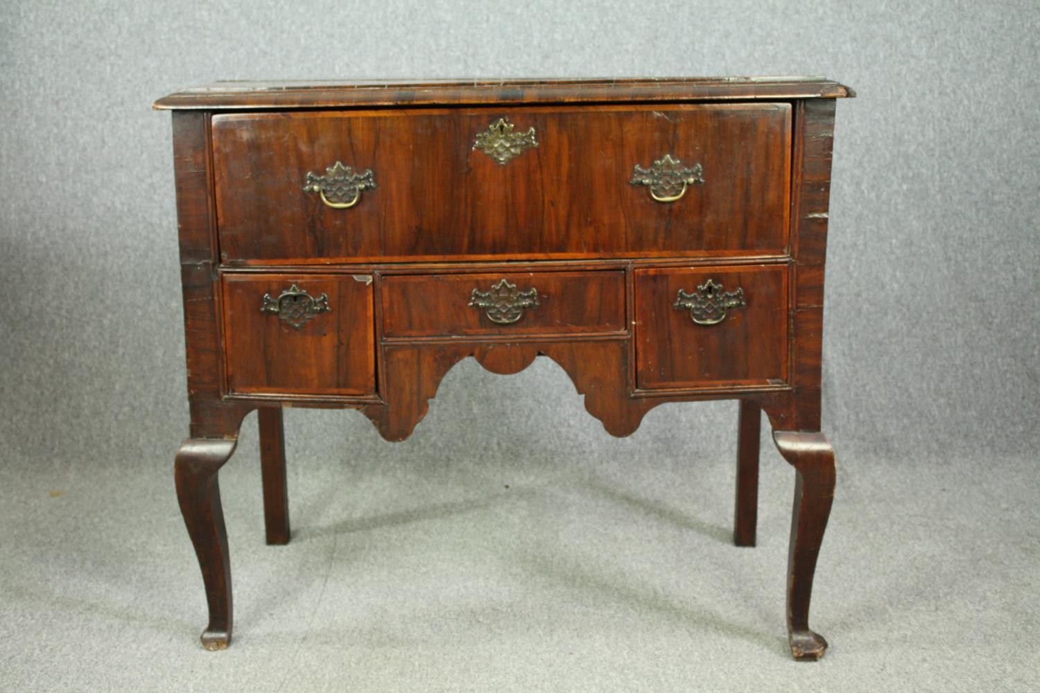 A George I walnut and feather strung lowboy. H.92 W.103 D.54cm. - Image 4 of 8