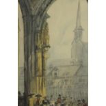 An English school 19th century Grand Tour watercolour depicting the entrance to a North European