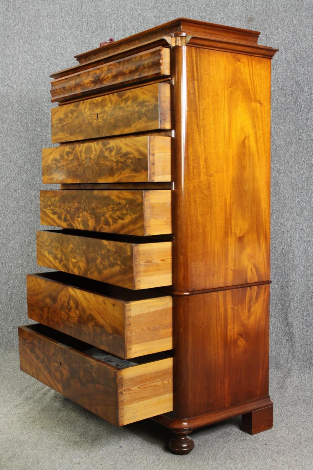 A French two sectioned walnut semanier, circa 1860. H.160 W.102 D.51cm. - Image 5 of 8