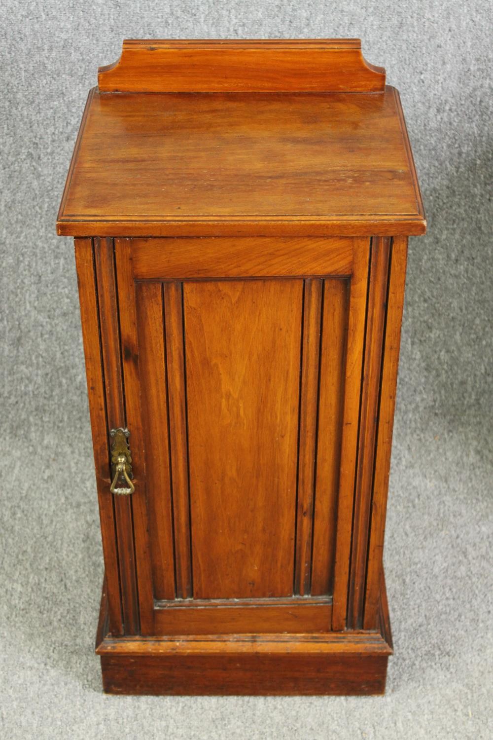 A pair of late Victorian walnut pot cupboards. H.83 W.39 D.35cm. (each). Not an exact pair. - Image 2 of 9