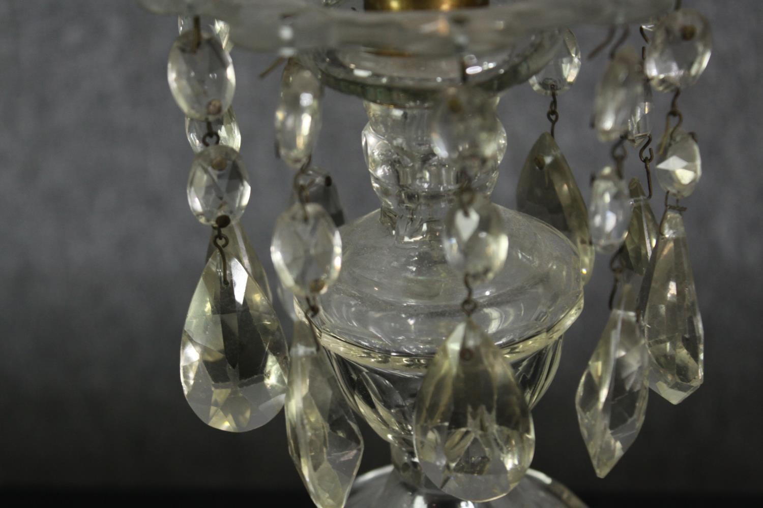 A set of four cut glass lustres, 19th century. H.39cm. (each). - Bild 7 aus 10