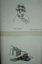 An amusing pencil cartoon on travelling, for a novel by Alan Blackwood. H.47 W.29cm.