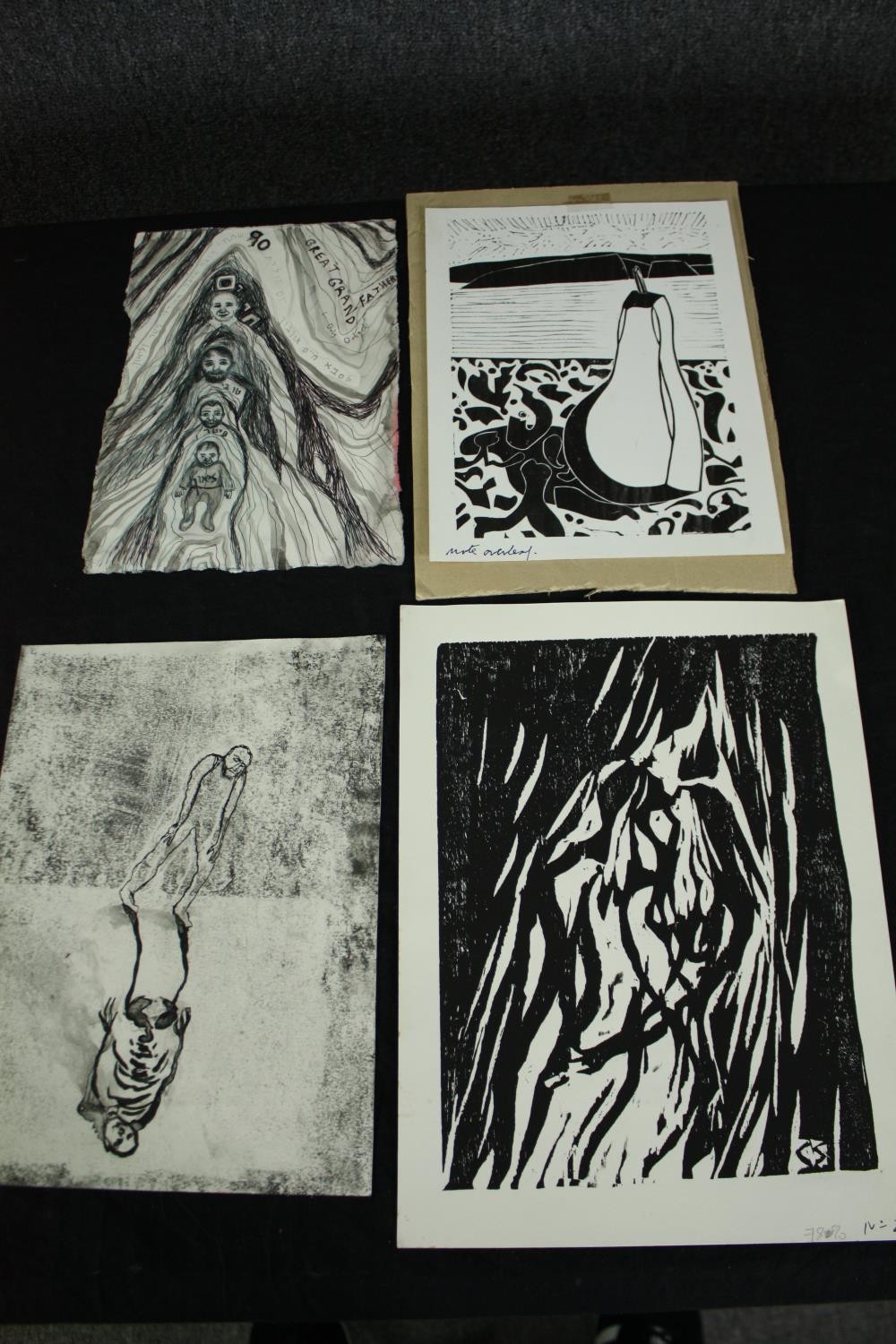 An interesting portfolio of eleven Pop Art and Surrealist style lithographs, woodcut prints and some - Image 7 of 9