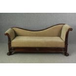 A Victorian style mahogany chaise longue, H.87 W.180 D.61cm.