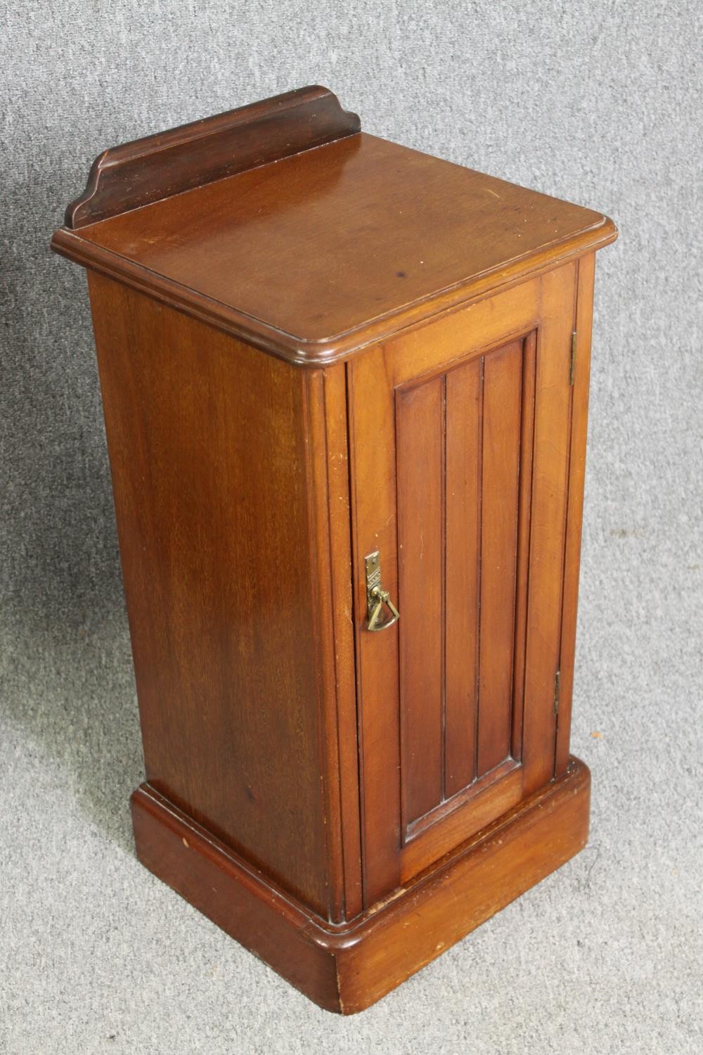 A pair of late Victorian walnut pot cupboards. H.83 W.39 D.35cm. (each). Not an exact pair. - Image 6 of 9