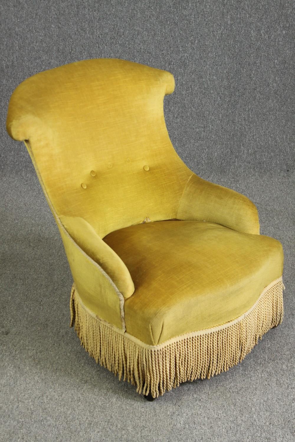 A Victorian wing back upholstered easy chair. - Image 2 of 6