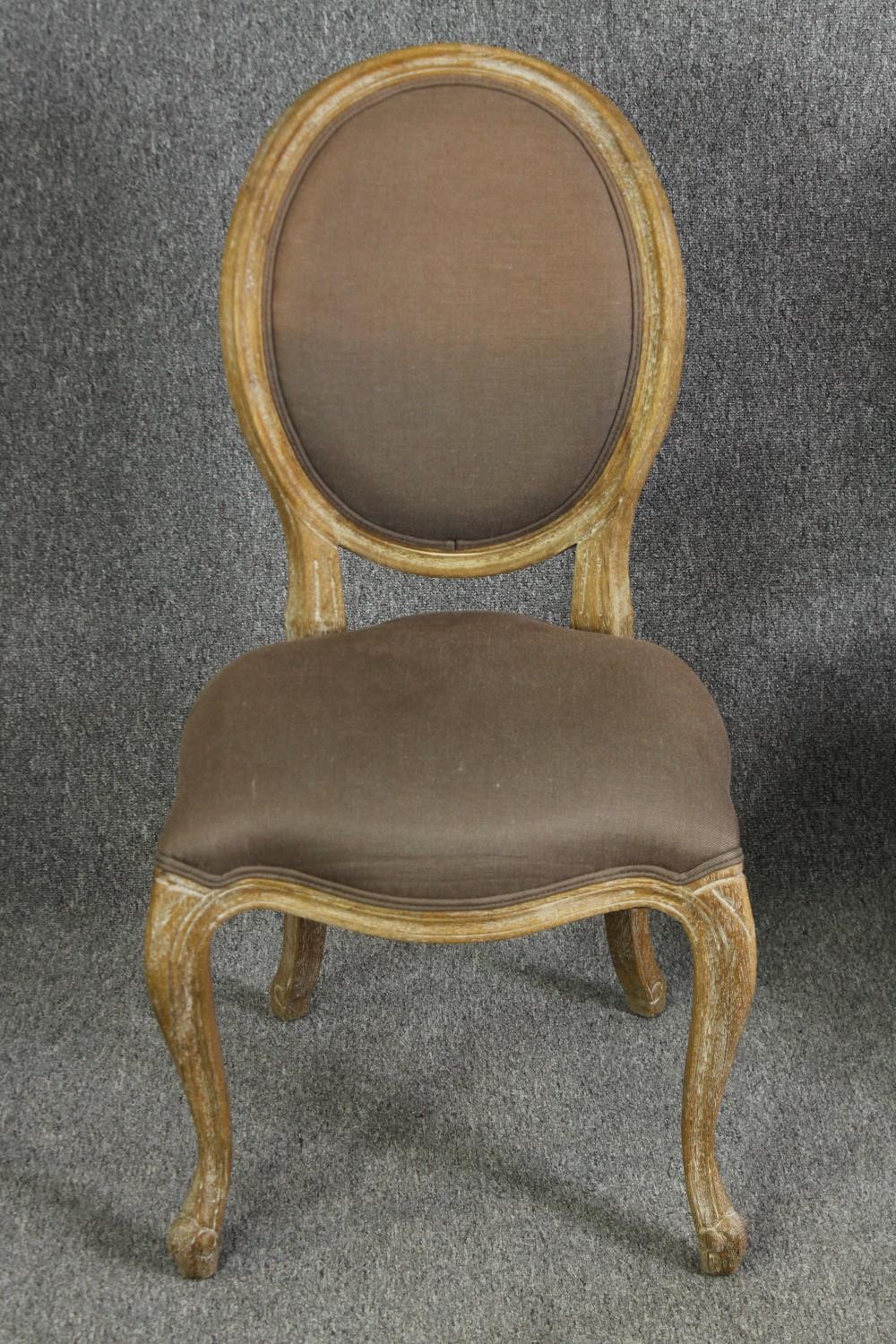 A set of eight Flamant French style limed oak and upholstered dining chairs, including two carvers - Image 2 of 11