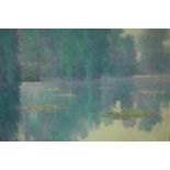 K.B. Hanock (1925-2014) An Impressionist style oil on canvas of the water lilies at Giverny, signed,