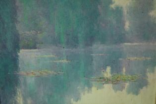 K.B. Hanock (1925-2014) An Impressionist style oil on canvas of the water lilies at Giverny, signed,