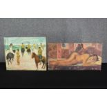 After Gauguin, two prints of board. H.30 W.60cm. (largest).