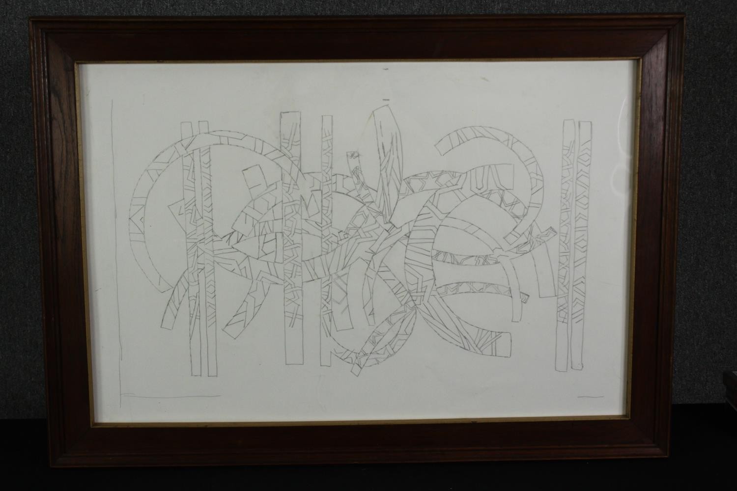 An abstract pencil study, framed and glazed. H.74 W.102cm. - Bild 2 aus 4