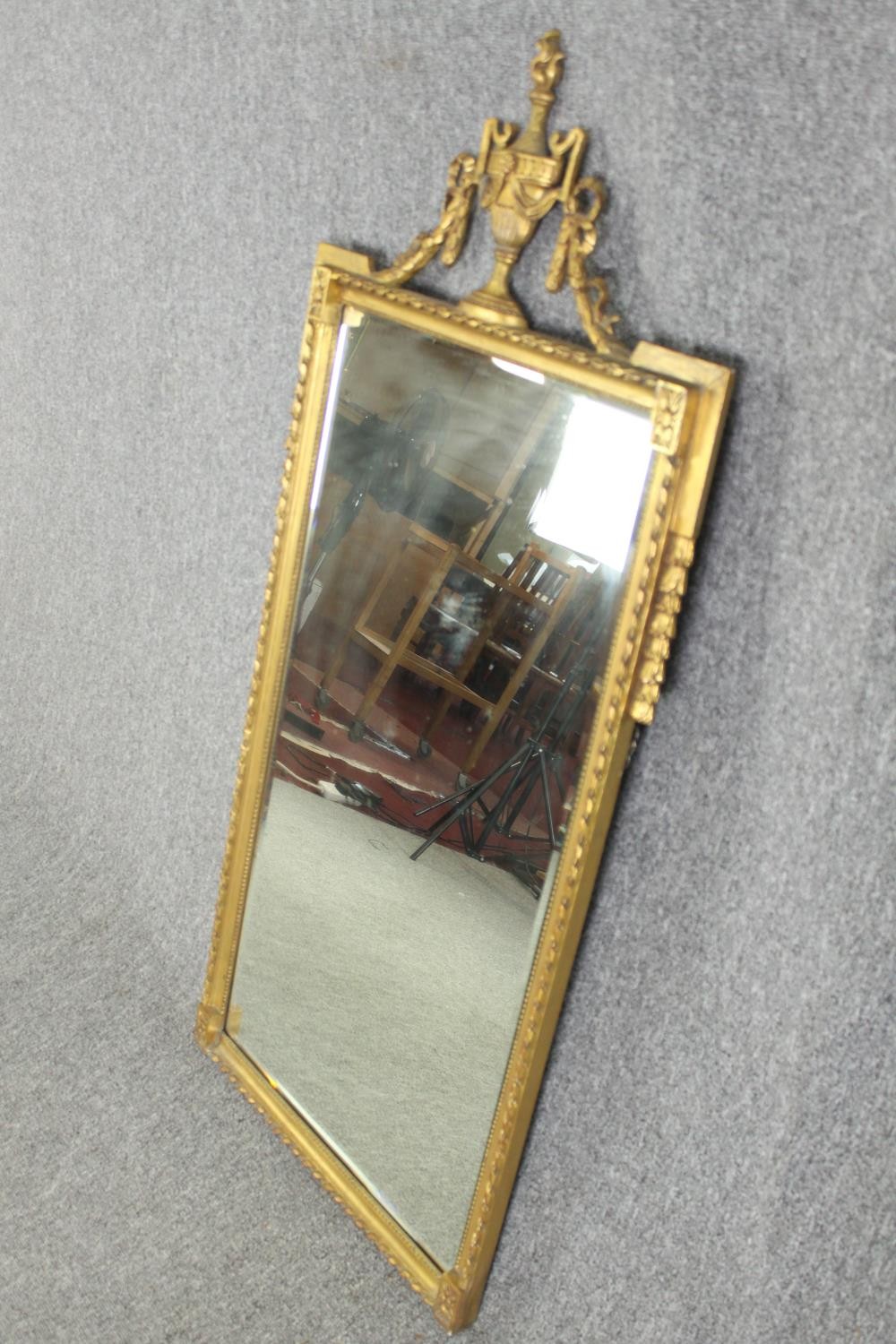 A neoclassical style gilded pier mirror, probably early 20th century. H.125 W.60cm. - Image 3 of 6
